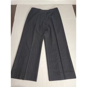 Burberry Trouser Womens US 12 Wool Cashmere Wide Leg Dress Pants Black Striped